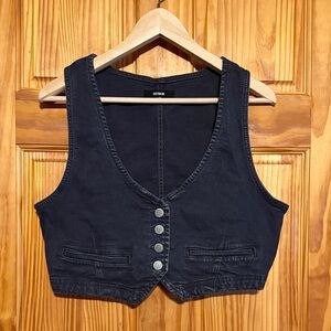 Cotton On Black Crop Denim Vest